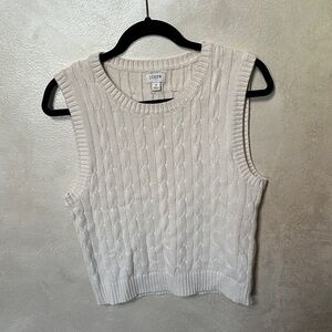 J. Crew Ivory Cable Knit Sleeveless Top